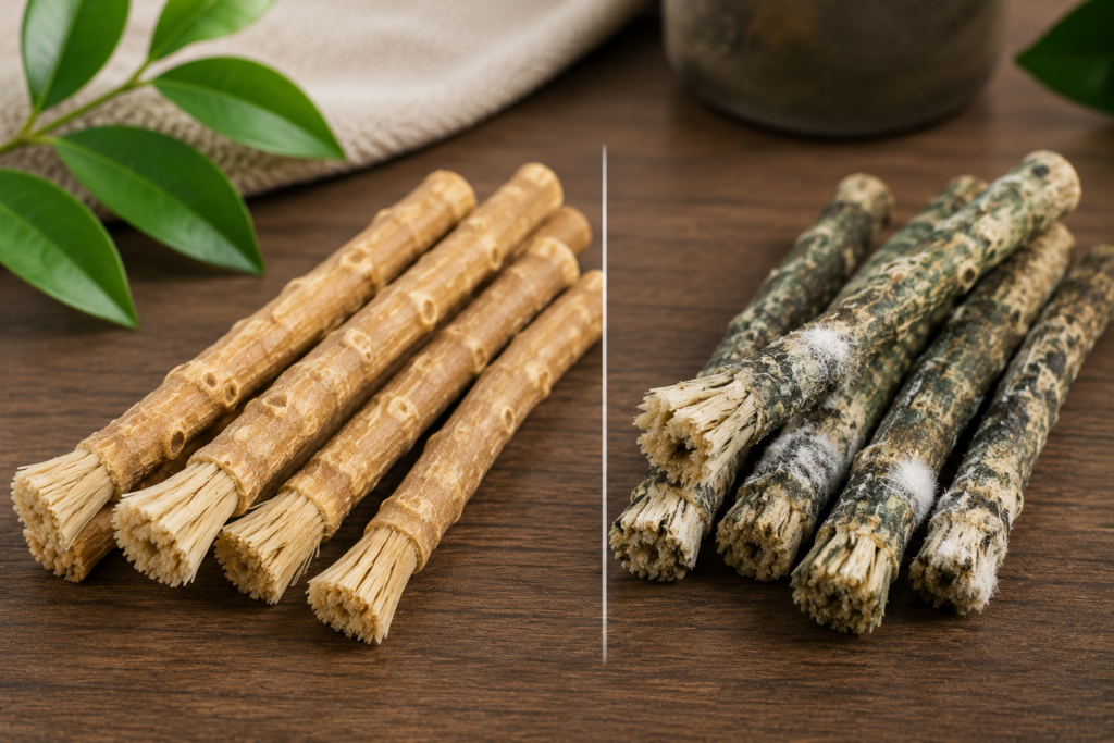 Clean vs. decayed twigs comparison