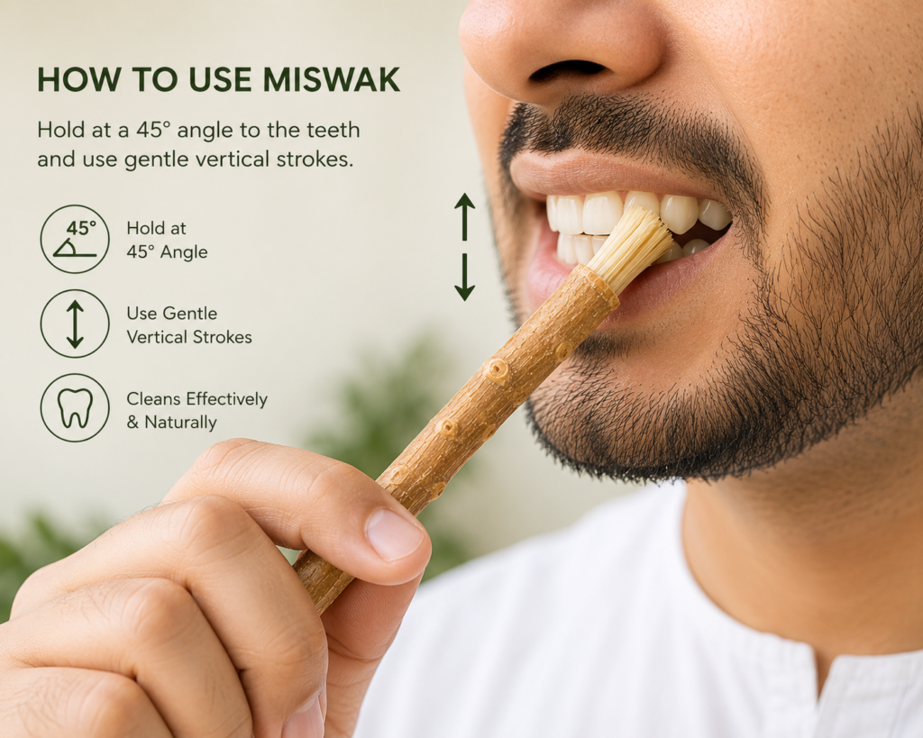 Miswak brushing technique 