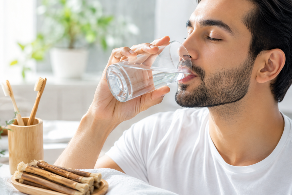 drinking water to rinse away stains for whiter teeth