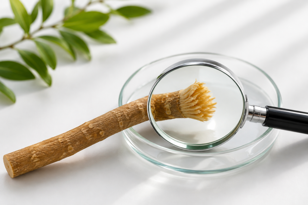 miswak stick with scientific research setup